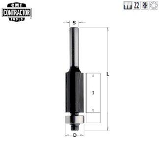 Фреза концевая CMT-contractor обгонная (нижн. подш.) S=8 D=12,7x25,4