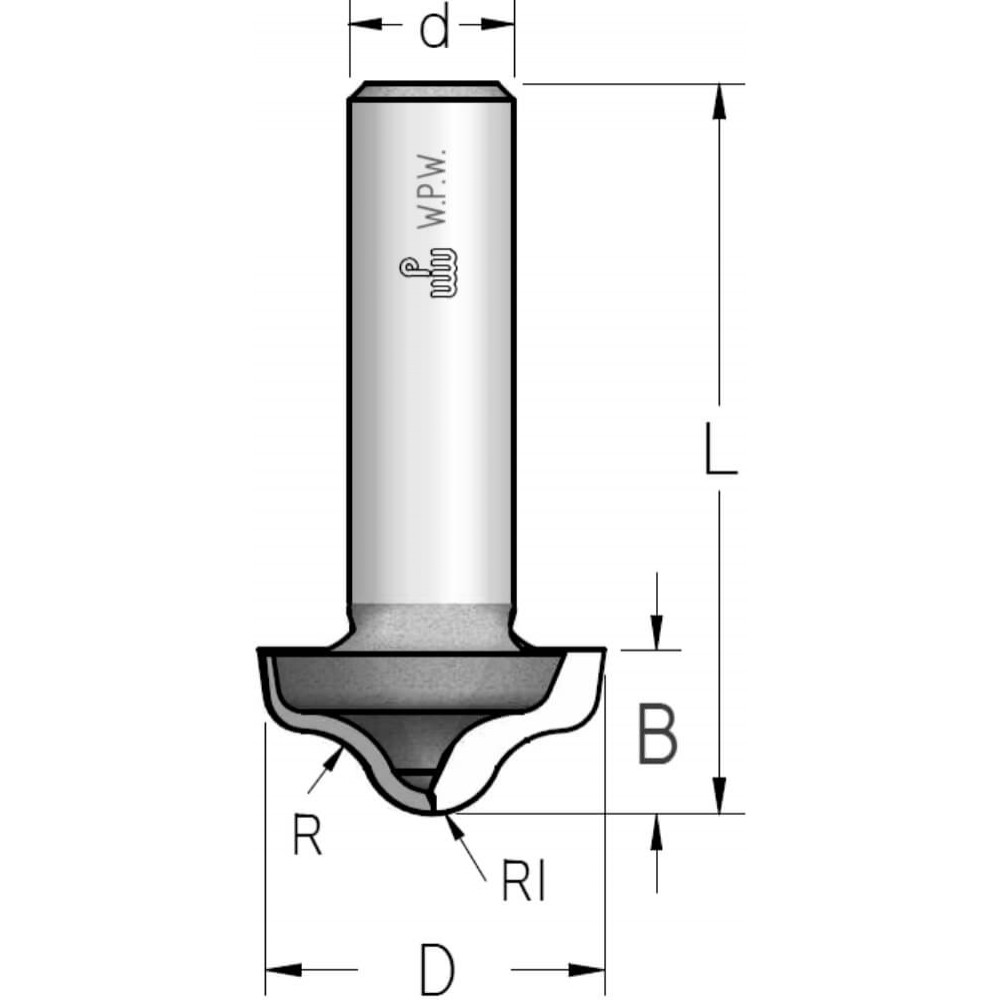 Фреза WPW MRR1205 псевдофиленка волна и галтель R3 D12,7 B8 хвостовик 8
