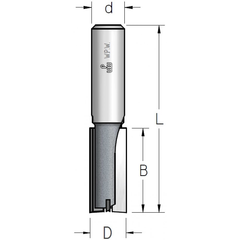 Фреза WPW PT41205 пазовая врезная  D12 B25 Z2+1 усиленный сплав, хвостовик 8