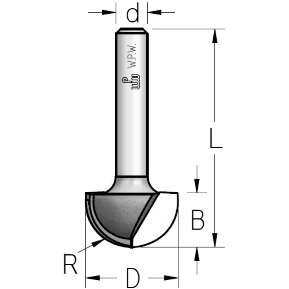 Фреза WPW RB08005 галтель R4 D8 B6 хвостовик 8