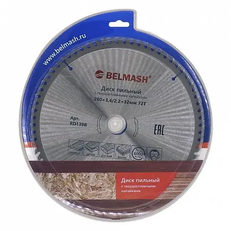 Диск пильный по ламинату BELMASH 280x3,4/2,2x32/30, 72T