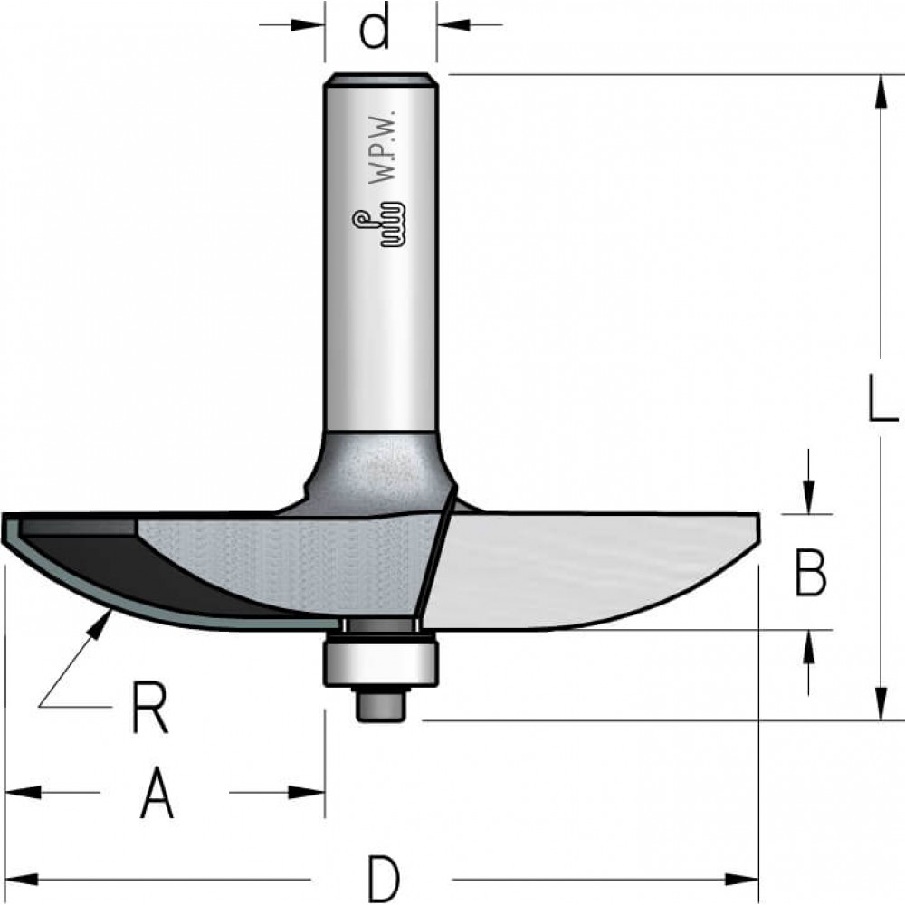 Фреза WPW RK40002 филенка 36,5мм радиусная D85,8 B12,7 подшипник хвостовик 12