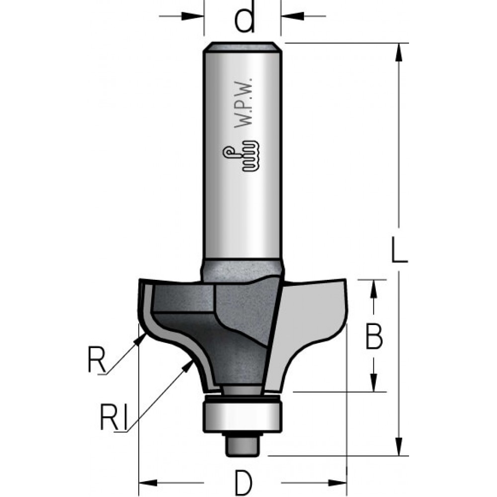 Фреза WPW RT06002 профиль равенна R5 D35 B17 с подшипником хвостовик 12