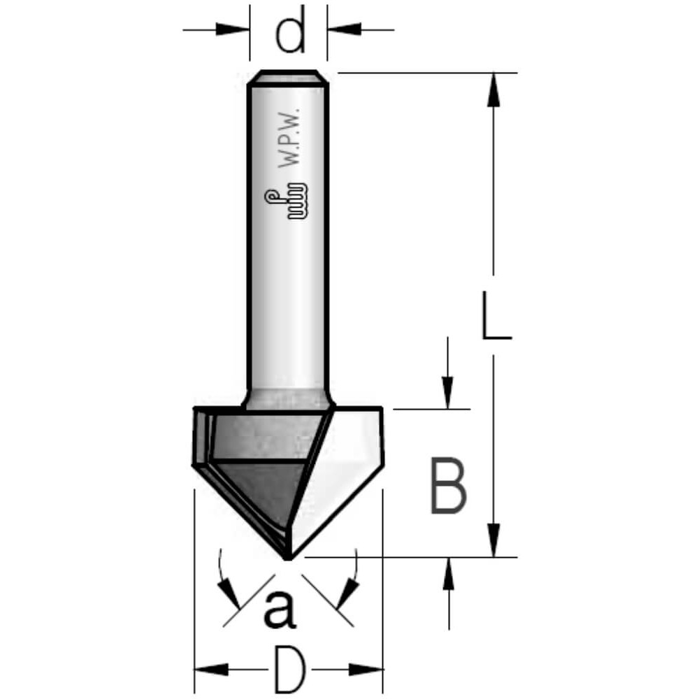 Фреза WPW V901905 паз V 90 гр. D19 B16 хвостовик 8