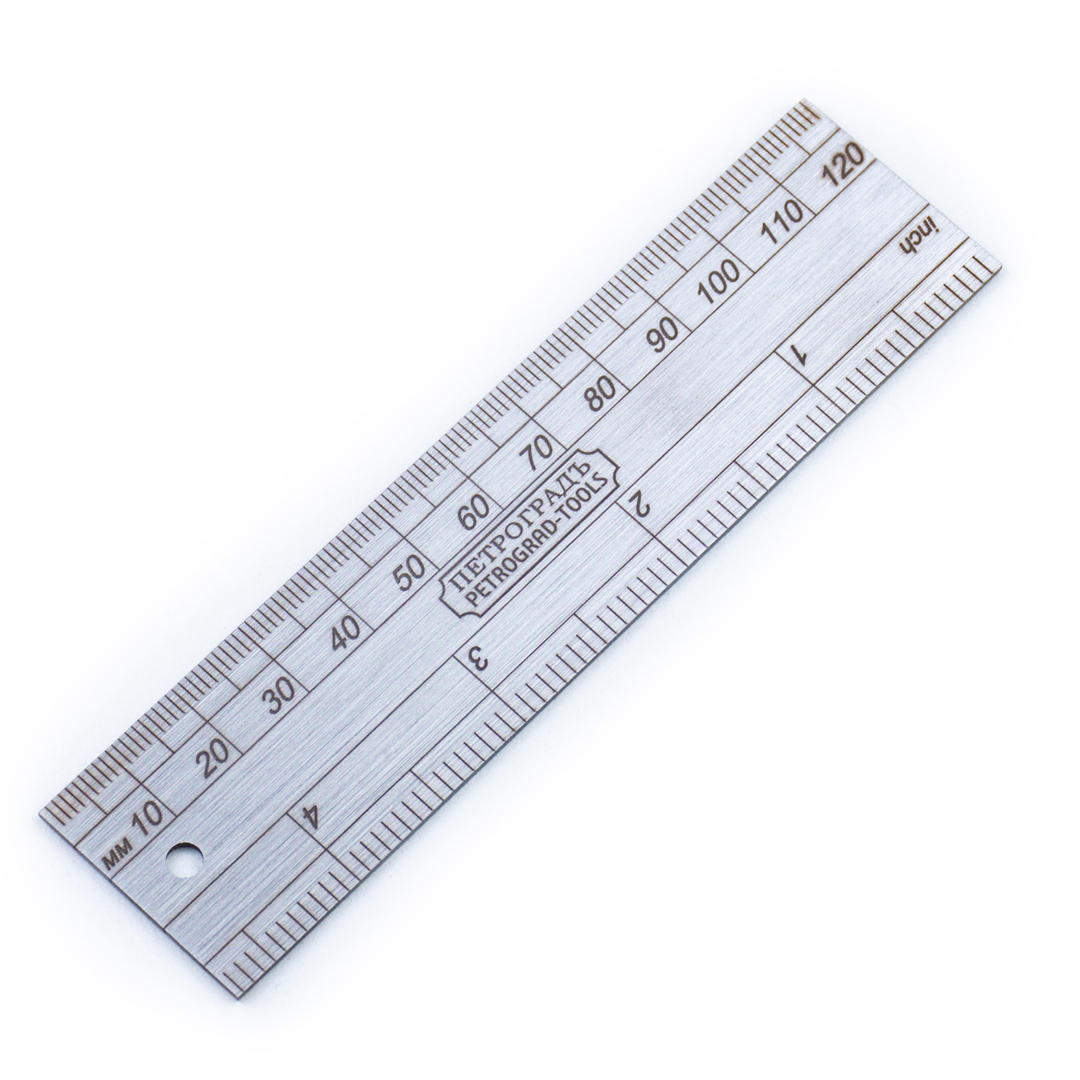 Линейка ПЕТРОГРАДЪ, 120мм / 4", нерж.сталь